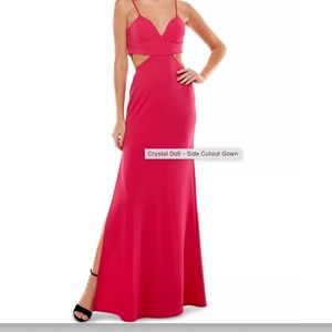 Macy's, Crystal Doll, Juniors' Side Cutout Gown, Size 3, Color Fushia